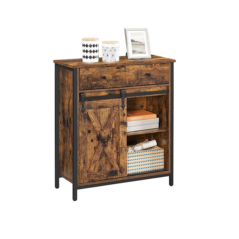 Industrial Sideboard， Floor Cabinet With 1 Drawer And Sliding Barn Door