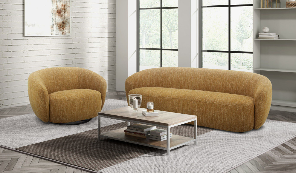 Divani Casa Norris Modern Mustard Fabric Swivel Accent Chair   Modern   Armchairs And Accent Chairs   by Vig Furniture Inc.  Houzz
