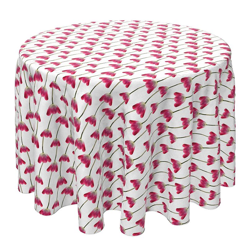 Round Tablecloth， 100% Cotton， 60 Round， Tulips in Bloom