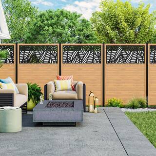 Barrette Outdoor Living 6 ft. x 4 ft. Cypress Vinyl Fence with Sanibel Black Decorative Screen 73032564