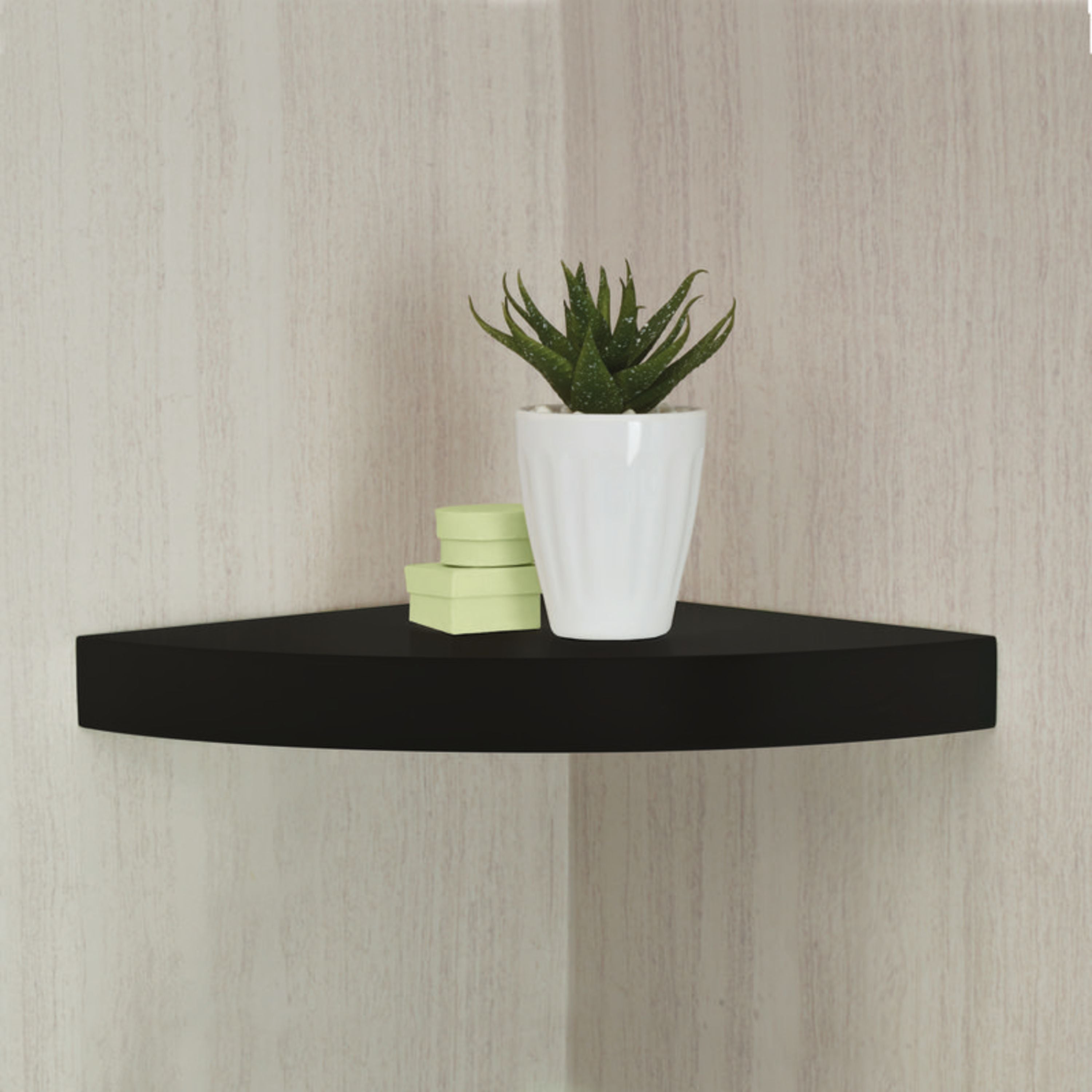 Melannco 12-inch Black Wood Round Chunky Corner Shelf