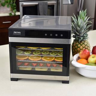 AROMA 6-Tray Black Electric Food Dehydrator with Glass Door AFD-965SD