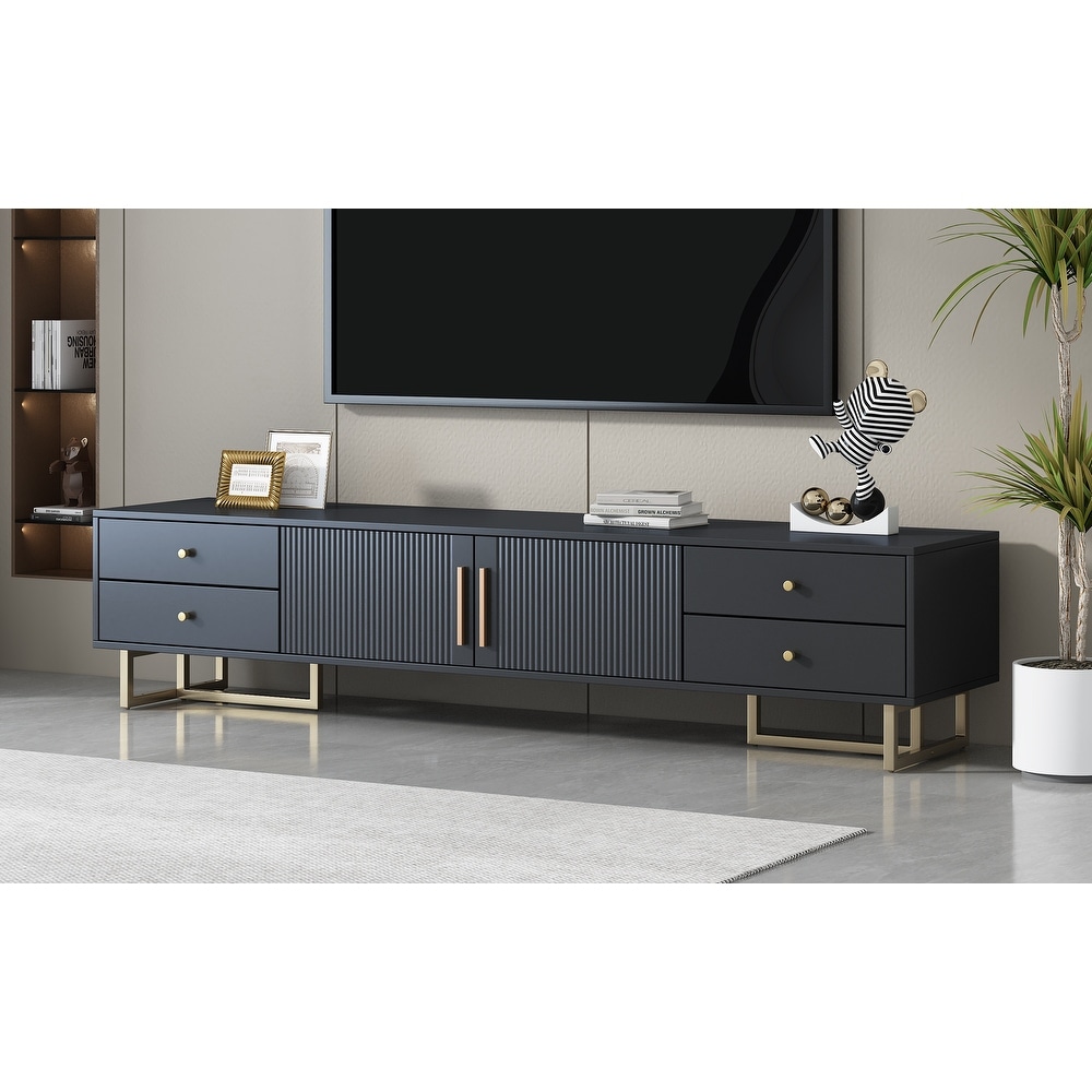 Modern TV Stand TV Media Console Table with 4 Storage Drawers for up to 75\