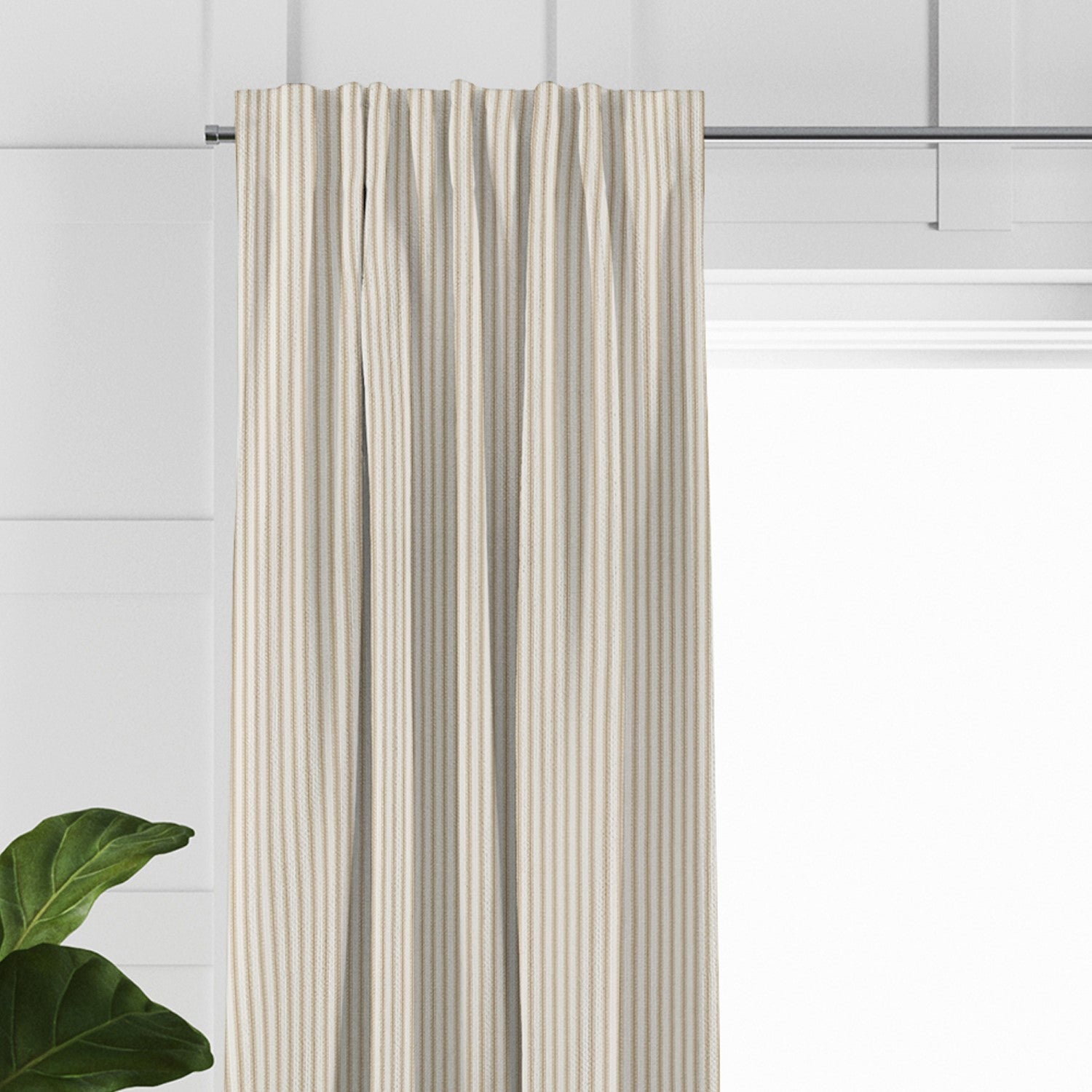 Cruz Ticking Stripes Taupe/Ivory Drapery