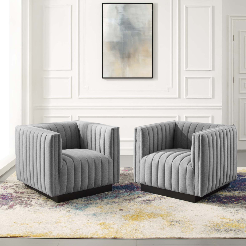 Tufted Armchair Accent Chair  Set of 2  Fabric  Navy Blue  Modern  Lounge   Transitional   Armchairs And Accent Chairs   by House Bound  Houzz