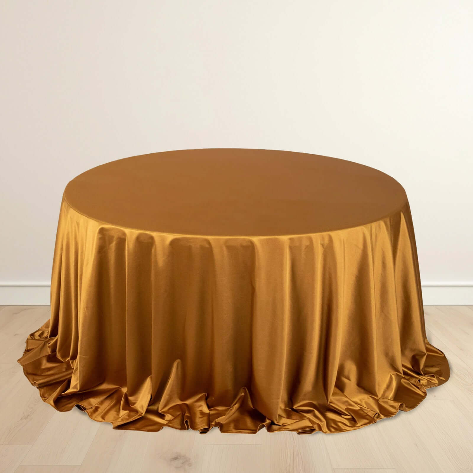 Shimmer Gold Premium Scuba Round Tablecloth, Wrinkle Free Seamless Polyester Tablecloth - 132