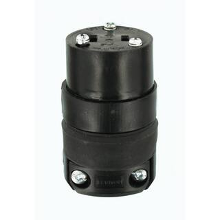 Leviton 15 Amp Polarized Rubber Round Connector Black 115CR