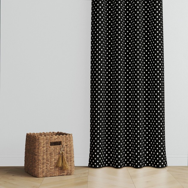 Bacati Pin Dots White black Cotton Printed Single Window Curtain Panel