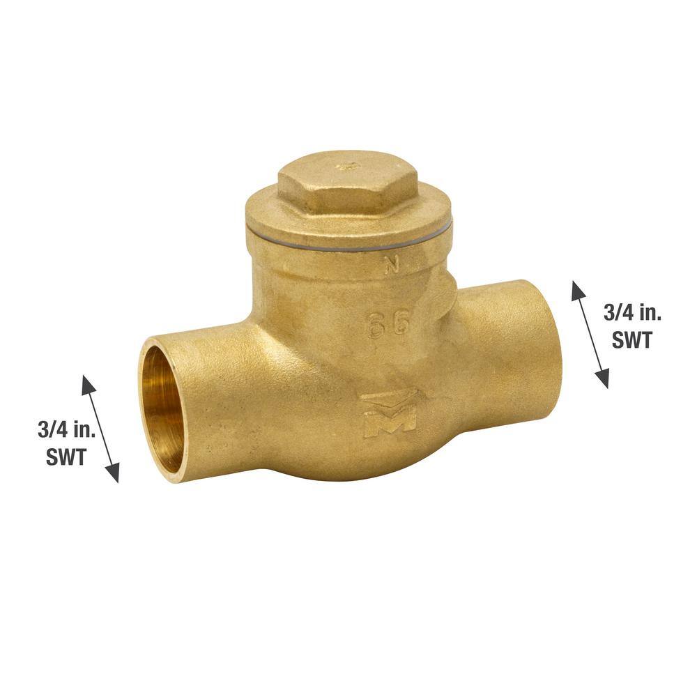 Everbilt 34 in. Brass Sweat x Sweat Solder Swing Check Valve 101-504EB