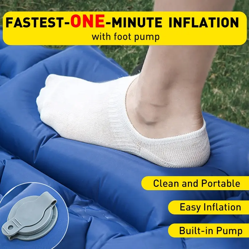 Two person Wide Inflatable Sleeping Pad Self inflating Double camping Mattress  Ultralight Outdoor Twin Air Bed with Pillow