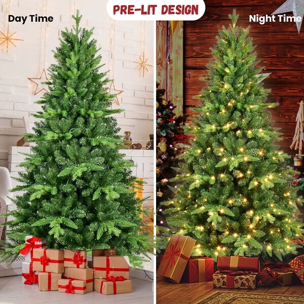 6FT PEandPVC Prelit Christmas Tree in Green