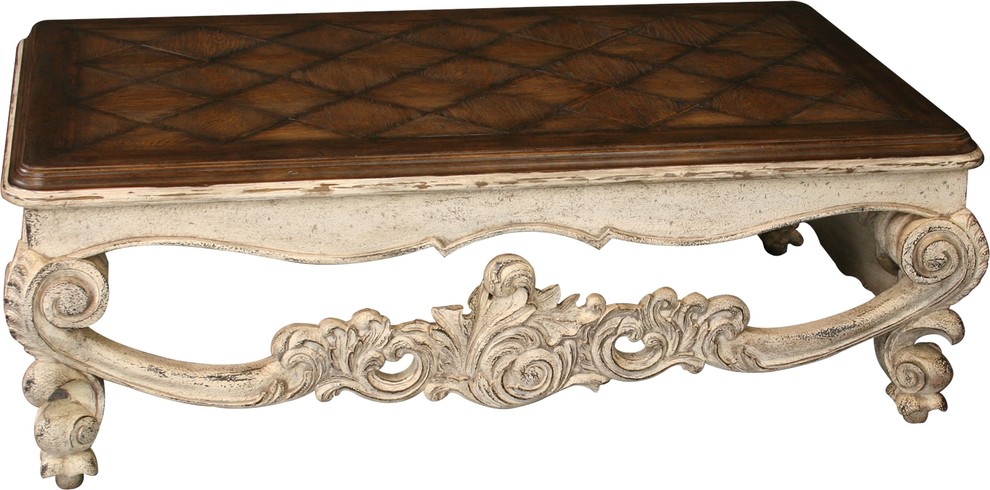 Baroque Louis XV Cocktail/Coffee Table  Oak Parquet  Ornately Carved   French Country   Coffee Tables   by EuroLuxHome  Houzz