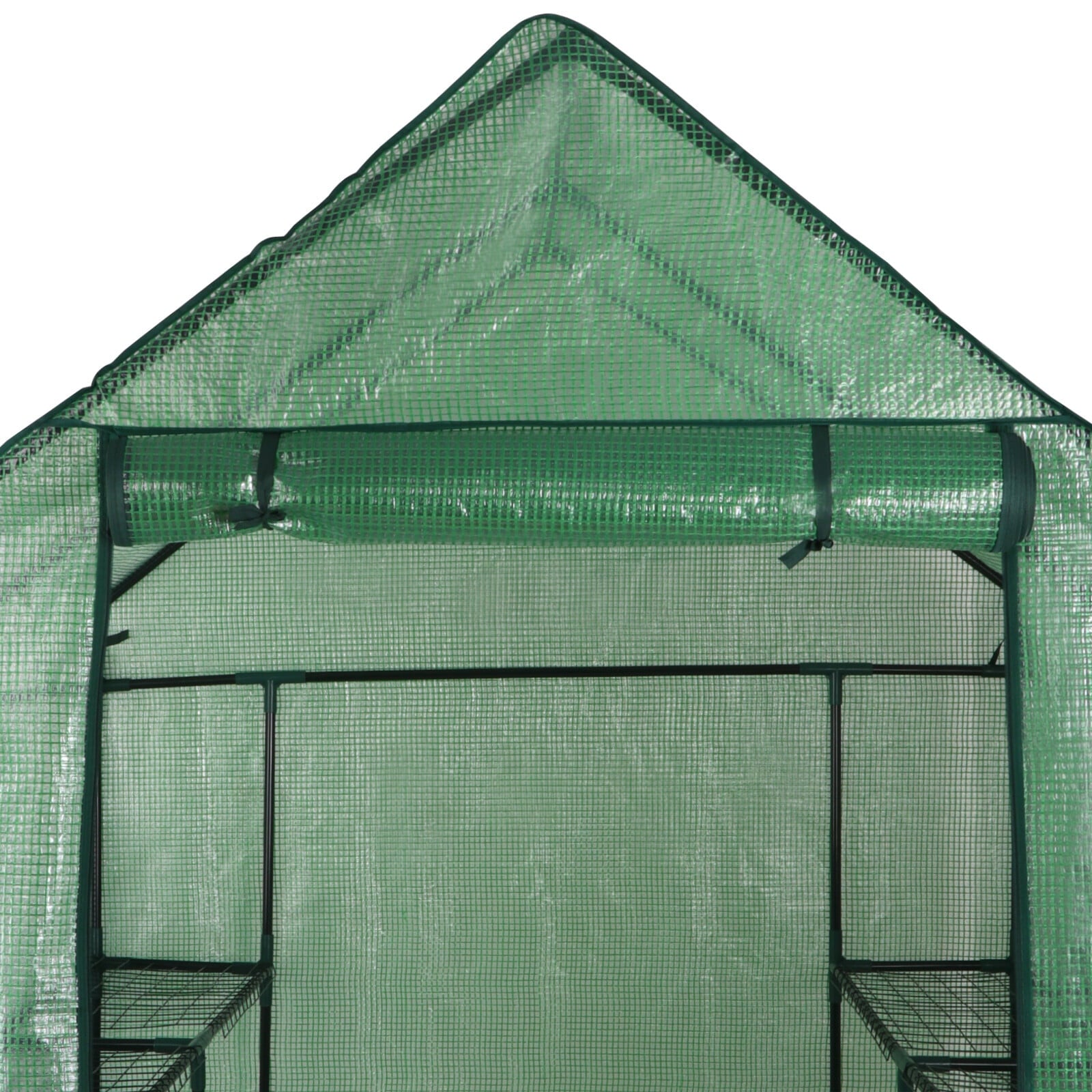 ZenSports 2-Tier 8-Shelves Walk-in Greenhouse, Indoor Outdoor Portable Plant Gardening Canopy, W/ Roll-up Zipper Entry Door, 57" x 57"x 77", Green