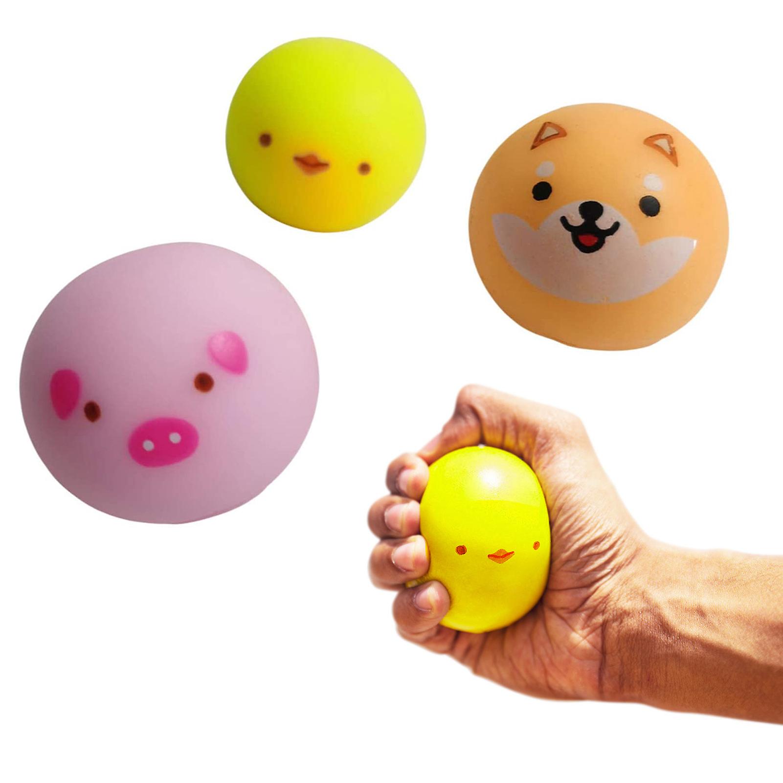 4pcs Sticky Ceiling Balls Squeeze Soft Elastic Round Balls Anti-stress Decompression Toy  Chick