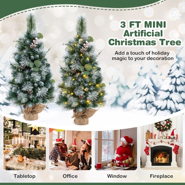 Gymax 3 FT Artificial Christmas Tree w/ 98 Branch Tips Pine Needles