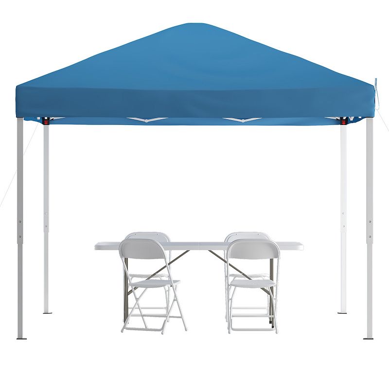 Flash Furniture Otis 10' x 10' Portable Pop-Up Canopy Tent with Folding Table and 4 Folding Chairs Set