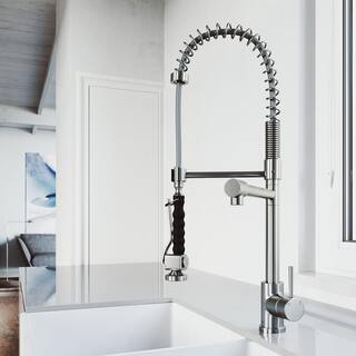 VIGO Zurich Single Handle Pull-Down Sprayer Kitchen Faucet in Stainless Steel VG02007ST