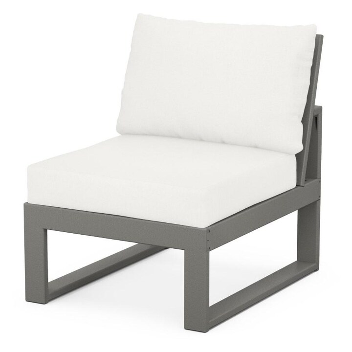 POLYWOOD Modular Armless Chair in Slate Grey / Natural Linen