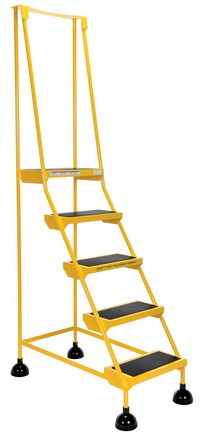 Vestil LAD 5 Y spring loaded roll ladder 5 step ye...