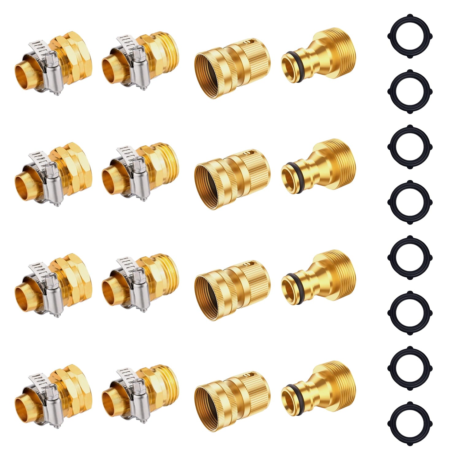 Kesfitt Garden Hose Quick Connector and Garden Hose Repair Connector Kit with Clamp， 3/4