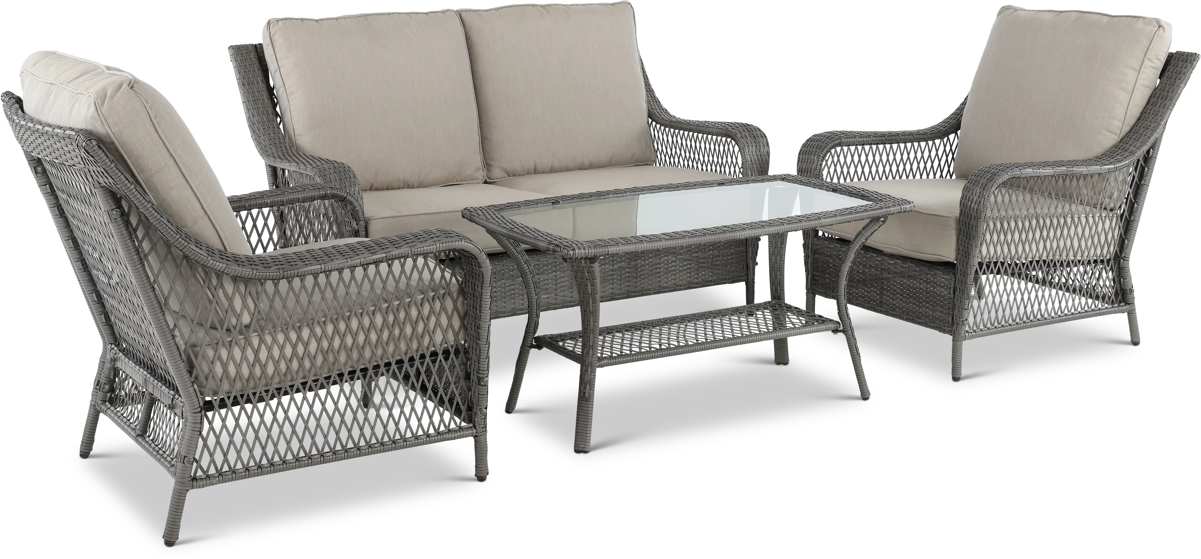 Essen II Gray Wicker 4 Piece Patio Set