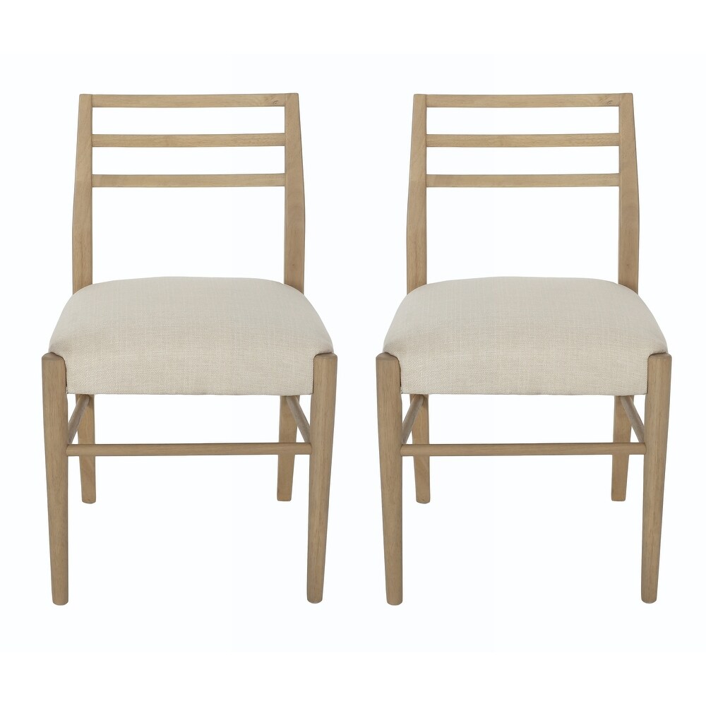 Fescue Fabric and Rubberwood Upholstered Dining Chairs (Set of 2) by Christopher Knight Home