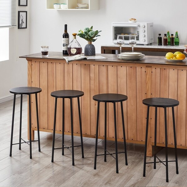 Taomika， Modern Bar Stools， Round Bar Chairs-Set of 2