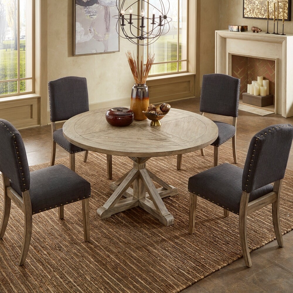 Benchwright Antique Grey Oak Round Dining Set by iNSPIRE Q Artisan