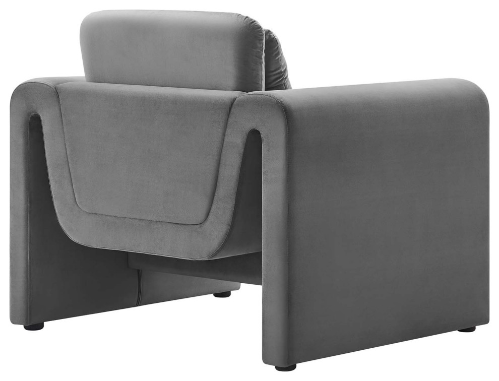 Waverly Performance Velvet Armchair   Gray   Transitional   Armchairs And Accent Chairs   by First of a Kind USA Inc  Houzz