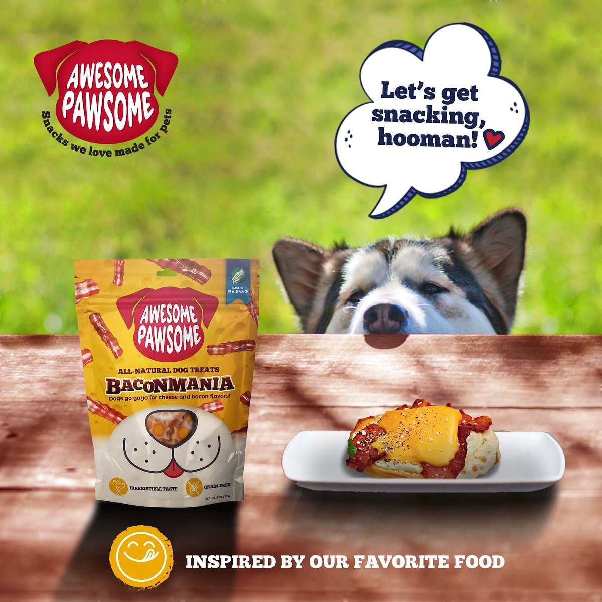 Awesome Pawsome Baconmania Dog Treats， 3-oz bag