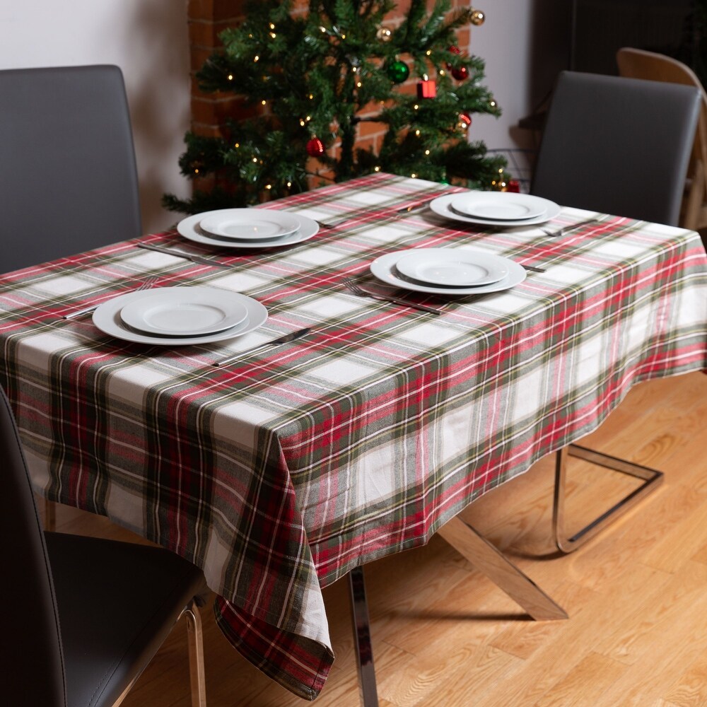 Fabstyles Celebration Plaid Christmas High Quality Cotton Tablecloth