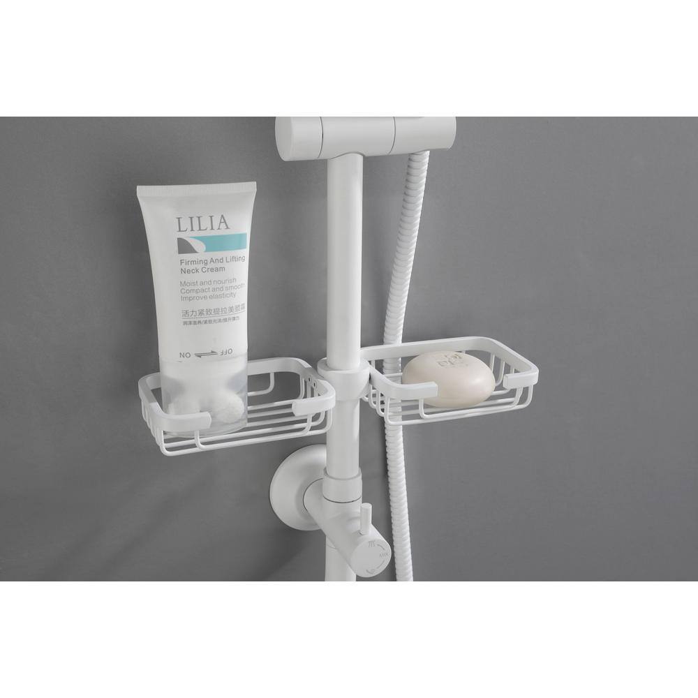 Lukvuzo 4-Spray Multifunction Deluxe Wall Shower System with Adjustable Slide Bar and Soap Dish in White HSSA08FS002