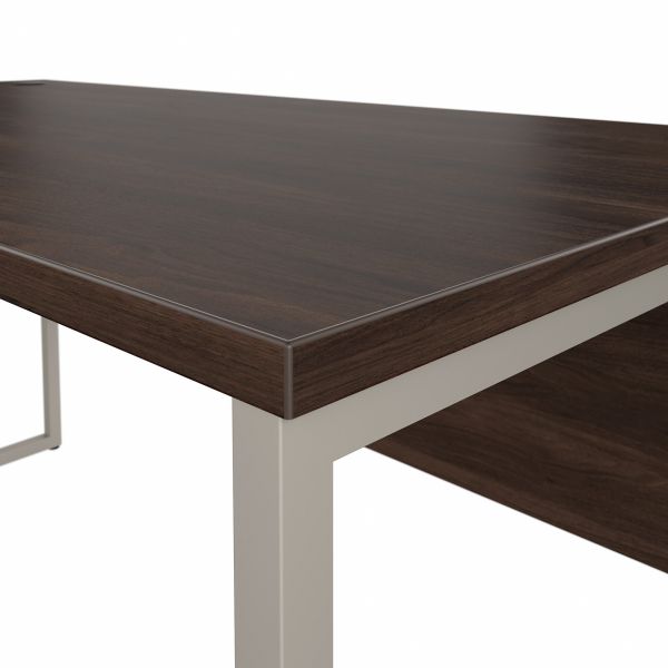 Bush Business Furniture Hybrid 60W x 30D L Shaped Table Desk with Metal Legs in Black Walnut