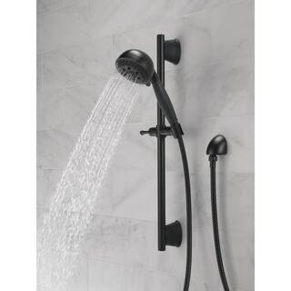 Delta 5-Spray Patterns 1.75 GPM 4.13 in. Wall Mount Handheld Shower Head with Slide Bar and H2Okinetic in Matte Black 51559-BL