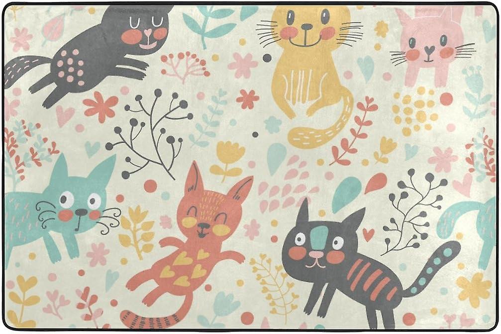 Colourlife Funny Cats In Hearts And Flowers Lightweight Carpet Mats Area Soft Rugs Floor Mat Doormat Decoration For Rooms Entrance 36 X 24 Inches