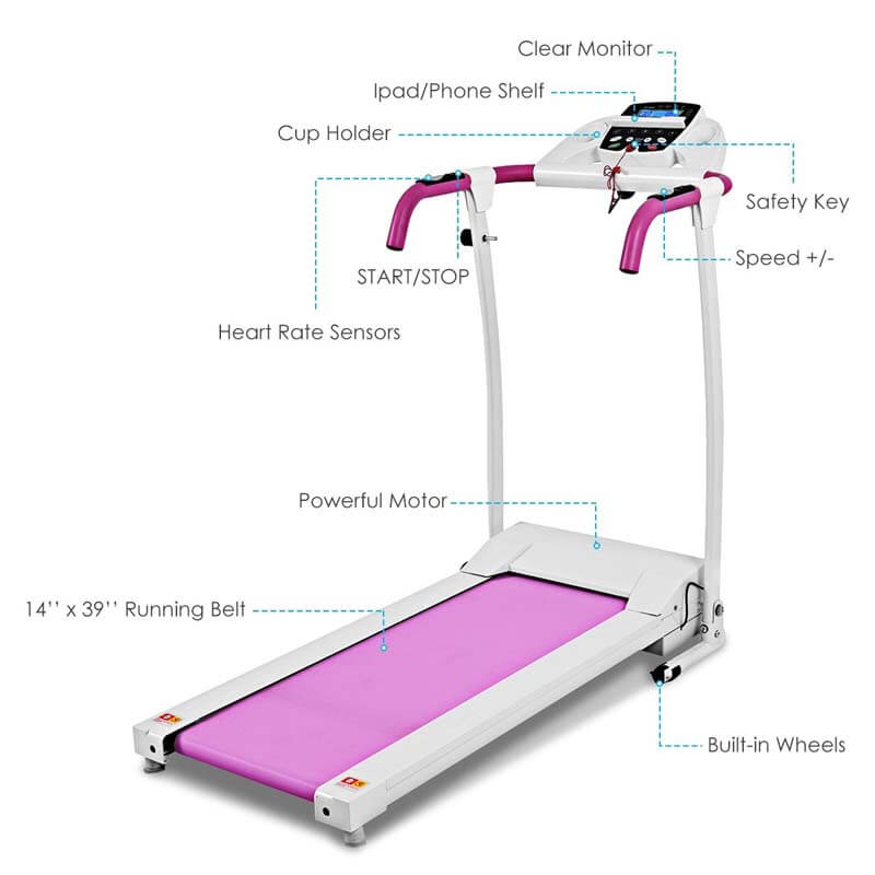 Electric Folding Treadmill, Fitness Compact Running Machine with 12 Preset Programs LCD Monitor