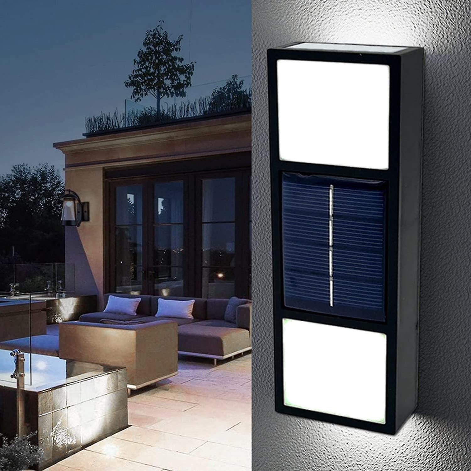 2 Pack (white Light) Solar Light， Solar Wall Light Up And Down Illuminate Outdoor Sunlight Lamp Ip65 Waterproof Modern Decor For Home， Garden， Porch，