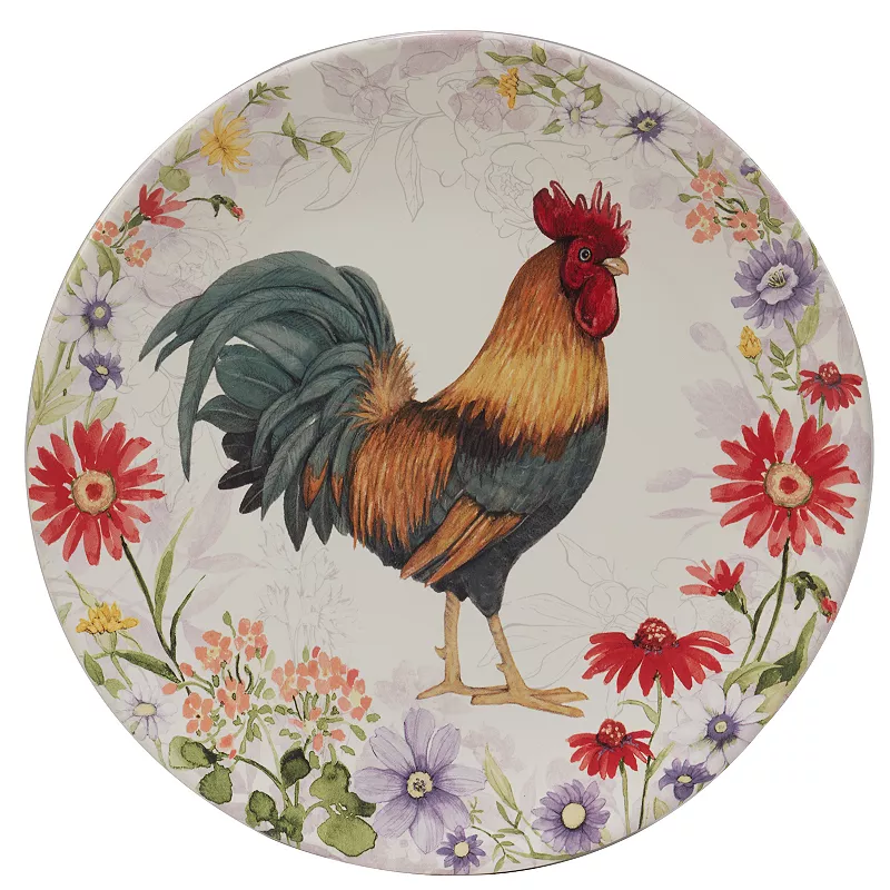 Certified International Floral Rooster 4-pc. Dinner Plate Set