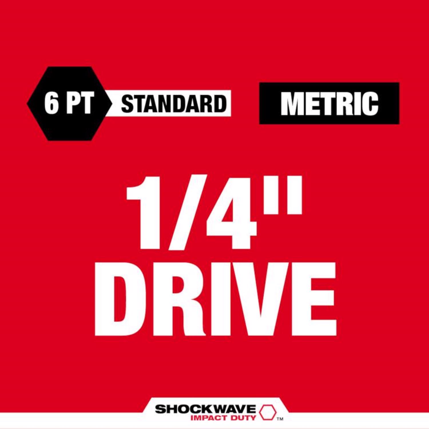 MW Shockwave 1/4 in. drive Metric 6 Point Standard Socket Set 14 pc