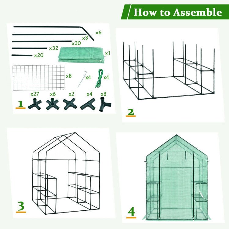 Premium 56-Inch Walk-In Large Garden Greenhouse W/ Observation Windows