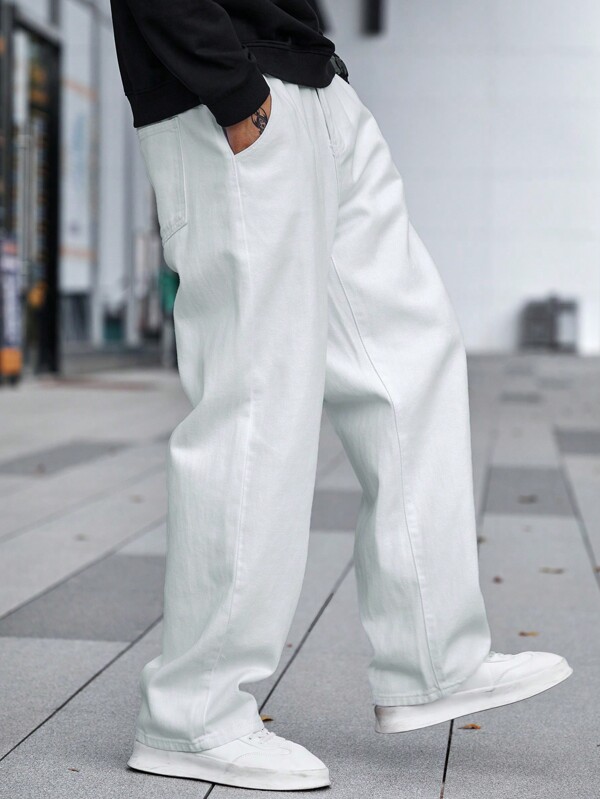 Hypemode Men Cotton Slant Pocket Straight Leg Jeans