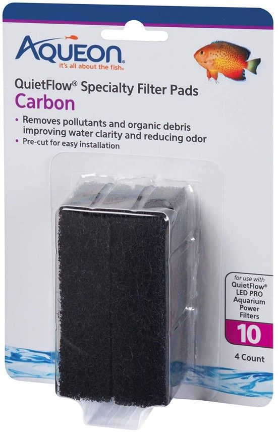 Aqueon Carbon for QuietFlow LED Pro 10 [Aquarium， Filter Pads ] 4 count