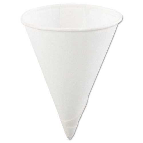 Konie Rolled Rim Paper Cone Cups， 4oz， White， 200/Bag， 25 Bags/Carton (40KR)