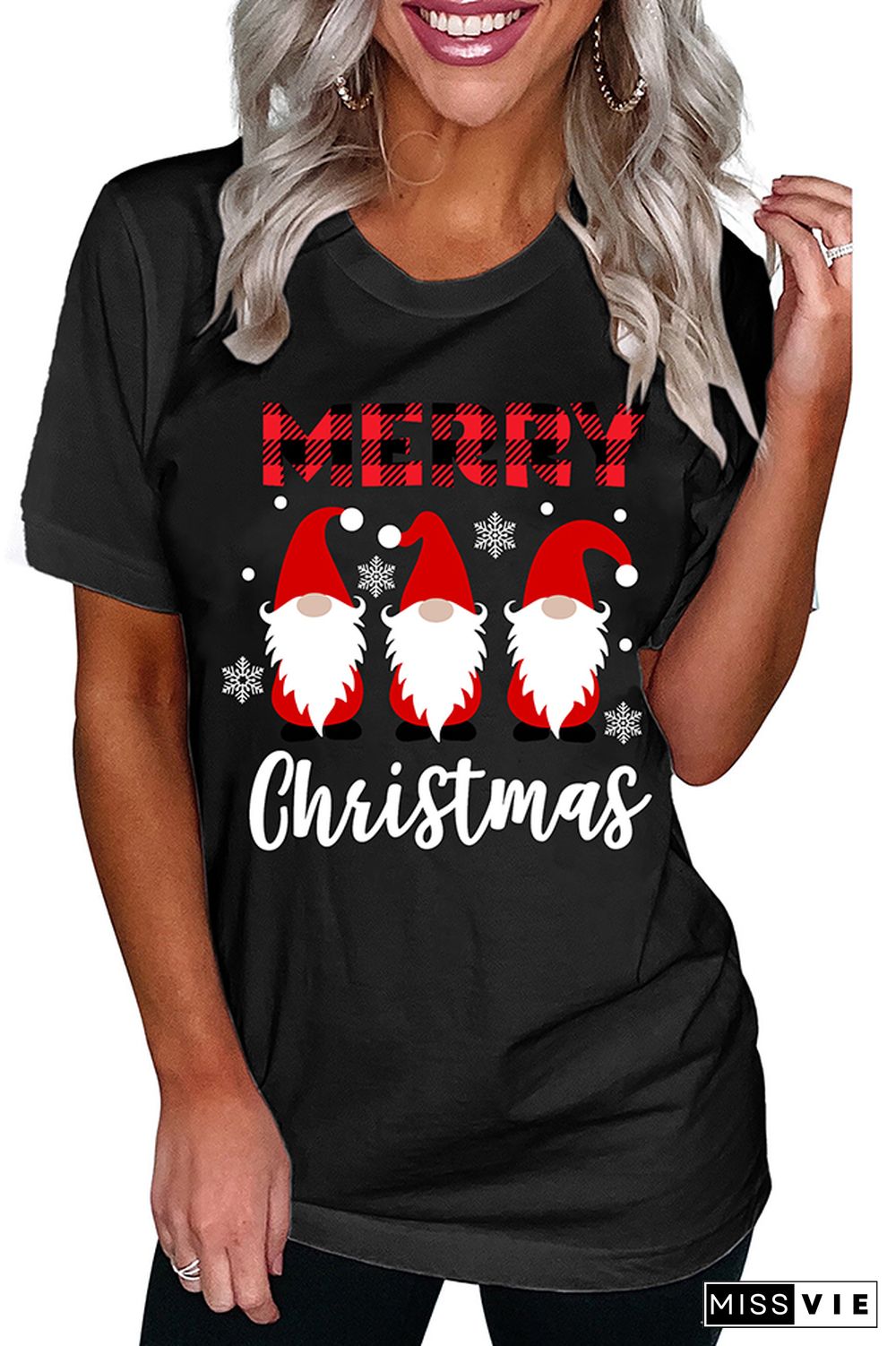 MERRY Christmas Printed Tees for Women Wholesale Short Sleeve T shirts Top