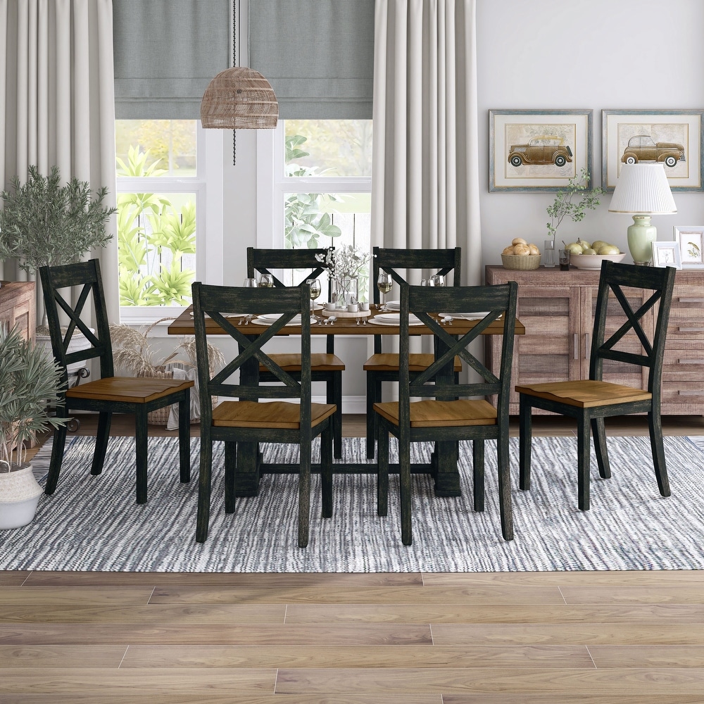 Teasdale Rustic Wood 7 Piece Flip Top Dining Table Set by Furniture of America