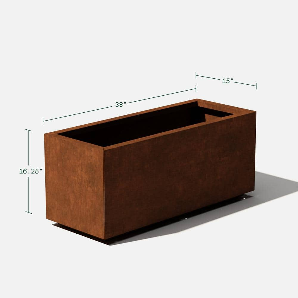 Veradek Long Box Large Rust Corten Steel Metal Rectangular Planter LBXVLGCS