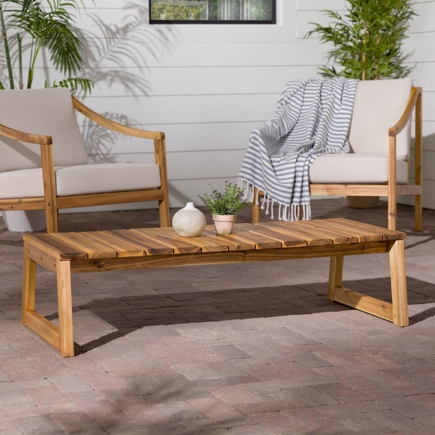 Saracina Home Acacia Slatted Rectangular Patio Coffee Table