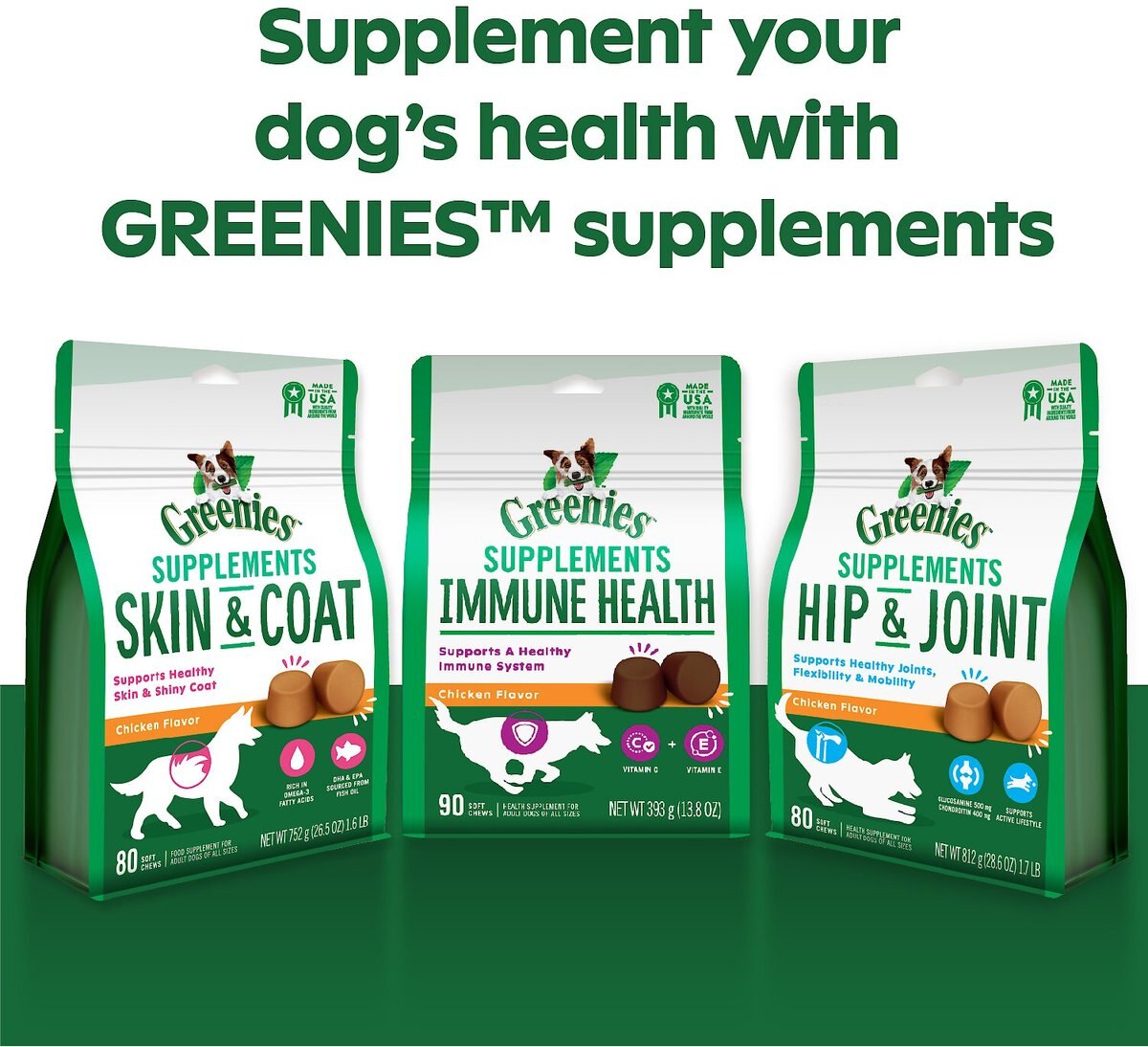 Greenies Chicken Flavored Soft Chew Immune Supplement for Dogs