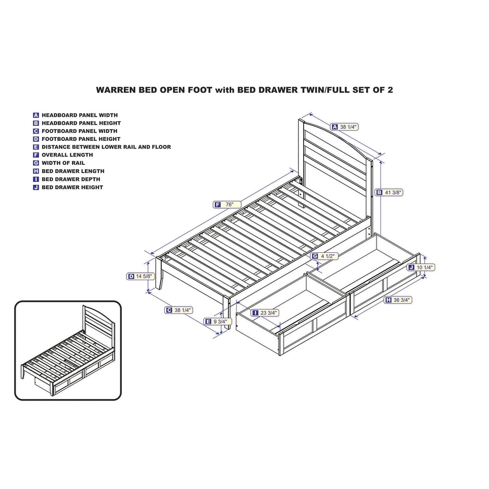 Warren Platform Bed with 2 Storage Drawers