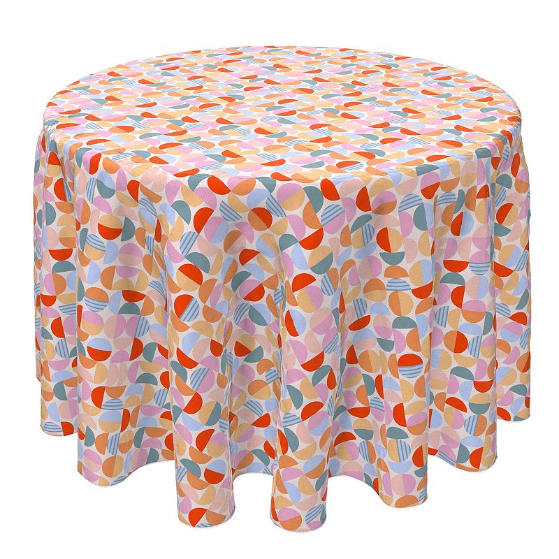 Round Tablecloth， 100% Cotton， 60 Round， Vintage Style Abstract